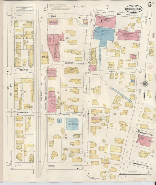 Sanborn Fire Insurance Map from Hoosick Falls, Rensselaer County, New York (1945), Sheet #0005 - Historic Sanborn Fire Insurance Map Print, vintage old map wall art, antique decor, genealogy gift, New York New York map