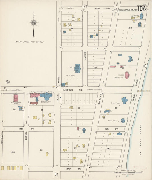 Sanborn Fire Insurance Map from Miami Beach, Dade County, Florida (1921), Sheet #0010 - Historic Sanborn Fire Insurance Map Print, vintage old map wall art, antique decor, genealogy gift, Florida Florida map