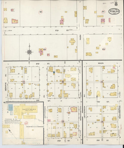 Sanborn Fire Insurance Map from Fowler, Benton County, Indiana (1932), Sheet #0008 - Complete Map Set gallery image, historic Sanborn map, vintage wall art, Indiana Indiana