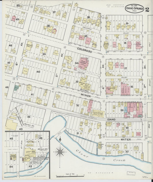 Sanborn Fire Insurance Map from Idaho Springs, Clear Creek County, Colorado (1890), Sheet #0002 - Historic Sanborn Fire Insurance Map Print, vintage old map wall art, antique decor, genealogy gift, Idaho Idaho map