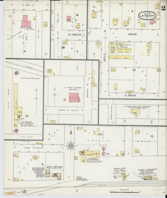 Sanborn Fire Insurance Map from La Harpe, Hancock County, Illinois (1893), Sheet #0002 - Historic Sanborn Fire Insurance Map Print, vintage old map wall art, antique decor, genealogy gift, Illinois Illinois map