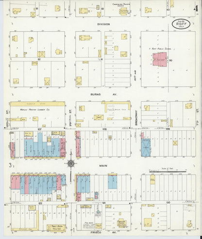 Sanborn Fire Insurance Map from Roff, Pontotoc County, Oklahoma (1911), Sheet #0004 - Complete Map Set gallery image, historic Sanborn map, vintage wall art, Oklahoma Oklahoma