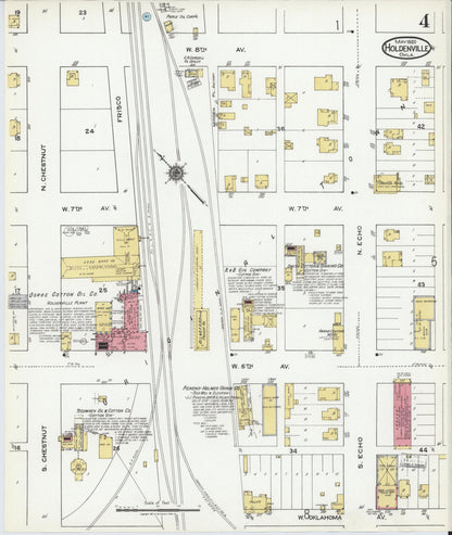 Sanborn Fire Insurance Map from Holdenville, Hughes County, Oklahoma (1920), Sheet #0004 - Complete Map Set gallery image, historic Sanborn map, vintage wall art, Oklahoma Oklahoma
