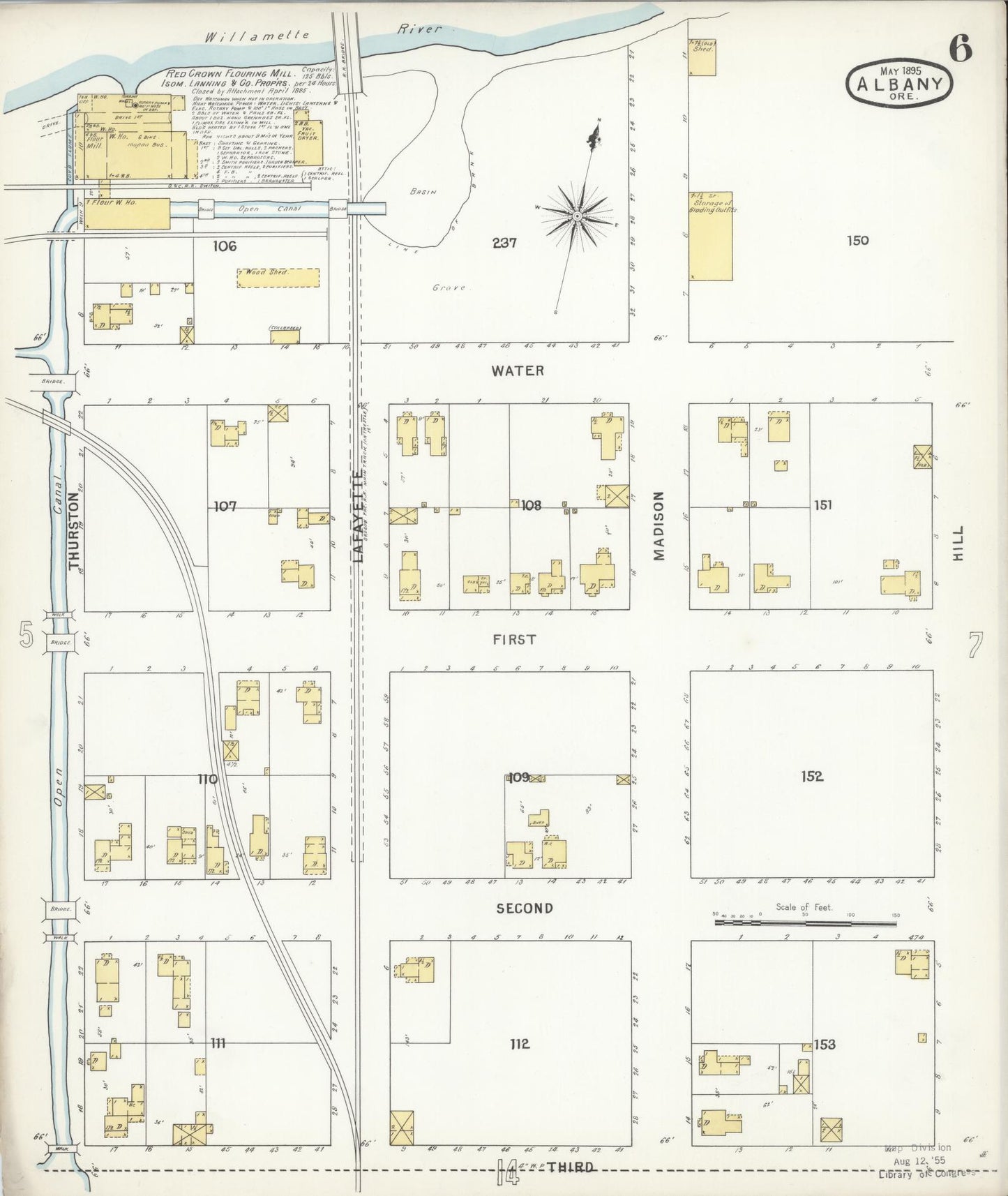 Sanborn Fire Insurance Map from Albany, Linn County, Oregon (1895), Sheet #0006 - Complete Map Set gallery image, historic Sanborn map, vintage wall art, Oregon Oregon