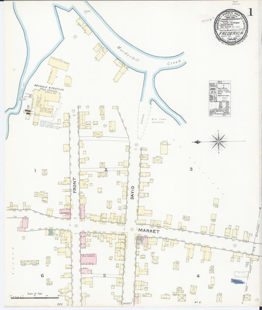 Sanborn Fire Insurance Map from Frederica, Kent County, Delaware (1891), Sheet #0001 - Complete Map Set gallery image, historic Sanborn map, vintage wall art, Delaware Delaware