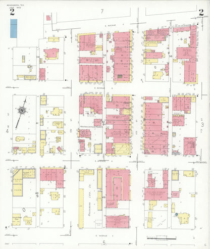 Sanborn Fire Insurance Map from Rosenberg, Fort Bend County, Texas (1942), Sheet #0002 - Complete Map Set gallery image, historic Sanborn map, vintage wall art, Texas Texas