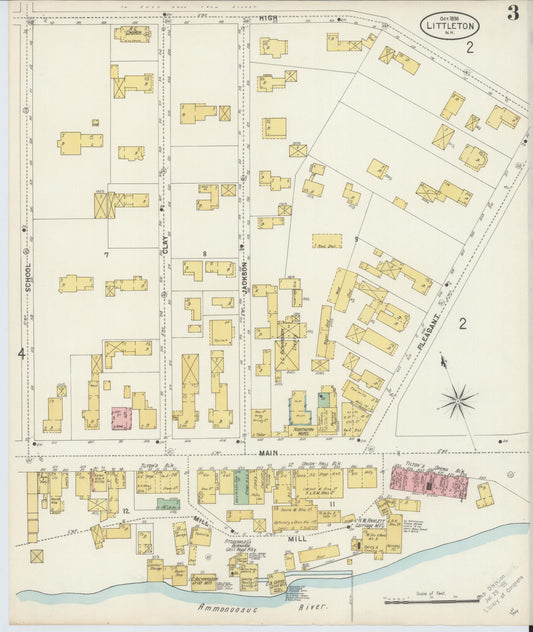 Sanborn Fire Insurance Map from Littleton, Grafton County, New Hampshire (1898), Sheet #0003 - Historic Sanborn Fire Insurance Map Print, vintage old map wall art, antique decor, genealogy gift, New Hampshire New Hampshire map