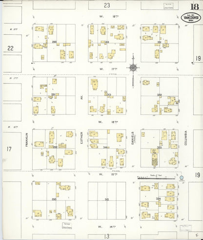 Sanborn Fire Insurance Map from Vancouver, Clark County, Washington (1911), Sheet #0018 - Complete Map Set gallery image, historic Sanborn map, vintage wall art, Washington Washington