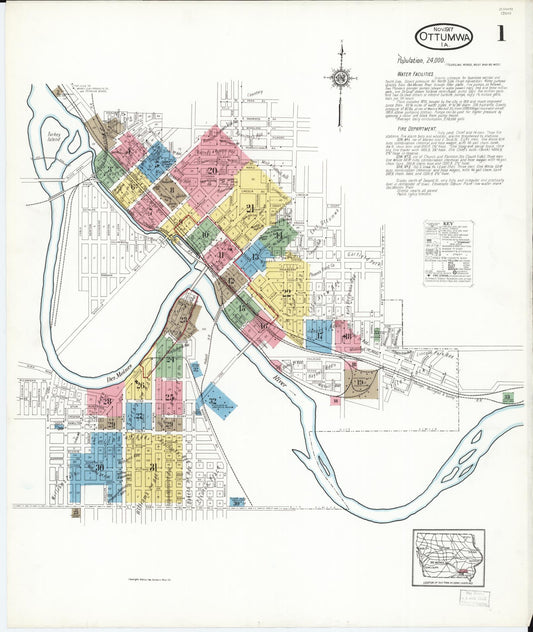 Sanborn Fire Insurance Map from Ottumwa, Wapello County, Iowa. (1917) – Map View