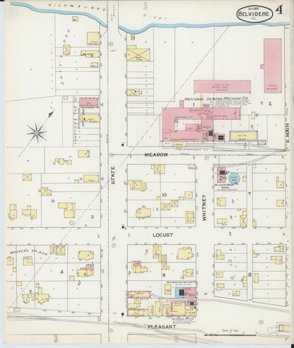 Sanborn Fire Insurance Map from Belvidere, Boone County, Illinois (1892), Sheet #0004 - Complete Map Set gallery image, historic Sanborn map, vintage wall art, Illinois Illinois