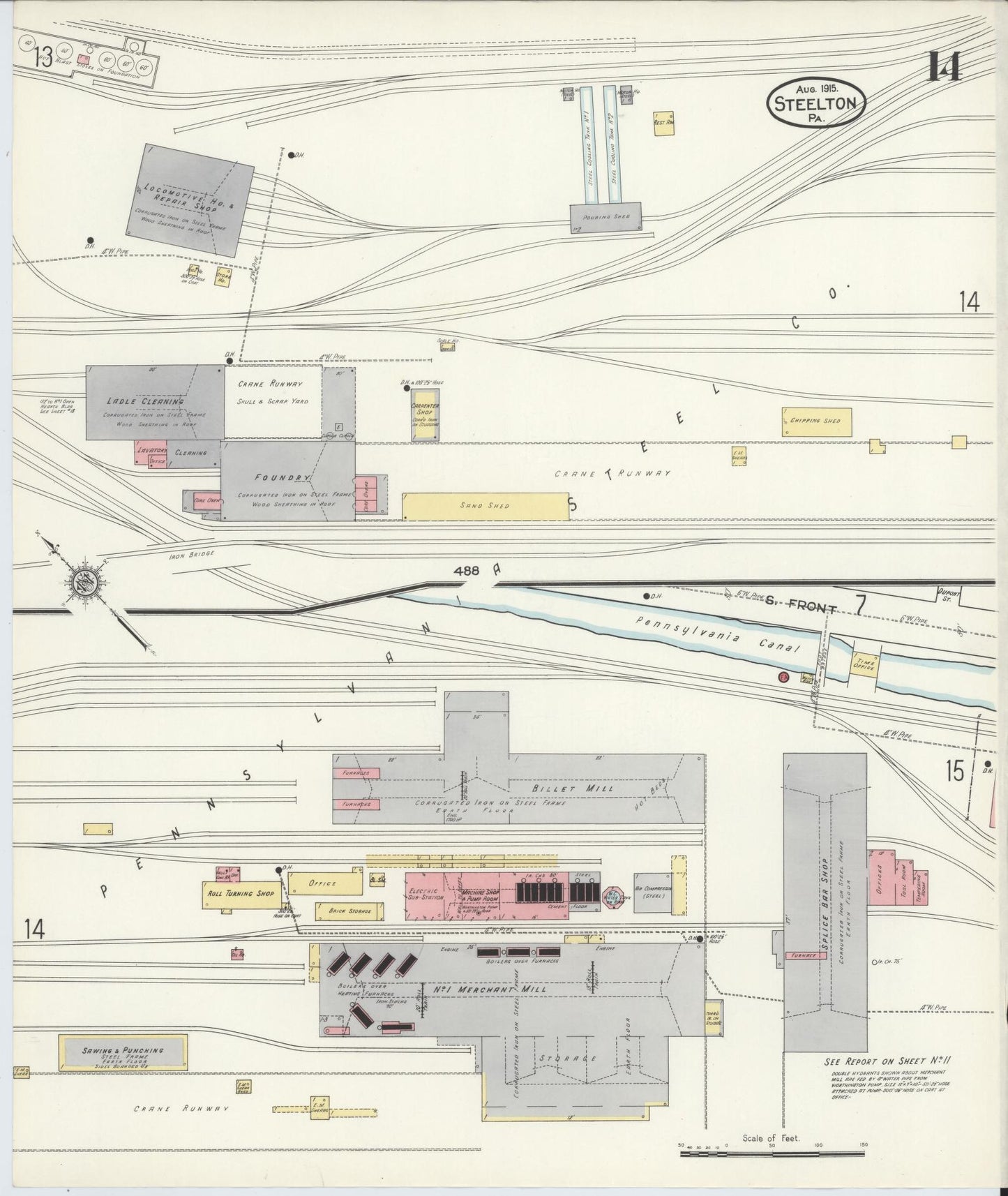 Sanborn Fire Insurance Map from Steelton, Dauphin County, Pennsylvania (1915), Sheet #0014 - Complete Map Set gallery image, historic Sanborn map, vintage wall art, Pennsylvania Pennsylvania