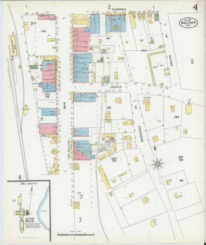 Sanborn Fire Insurance Map from Wagoner, Wagoner County, Oklahoma (1901), Sheet #0004 - Complete Map Set gallery image, historic Sanborn map, vintage wall art, Oklahoma Oklahoma