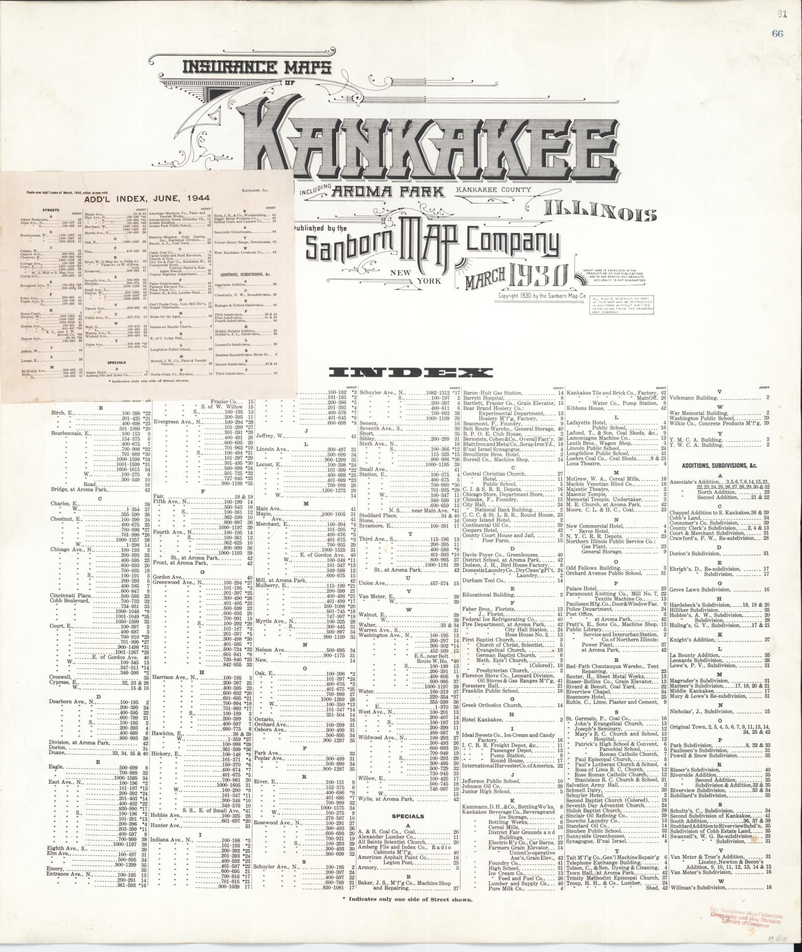 Sanborn Fire Insurance Map from Kankakee, Kankakee County, Illinois (1948), Sheet #0001 - Historic Sanborn Fire Insurance Map Print, vintage old map wall art, antique decor, genealogy gift, Illinois Illinois map