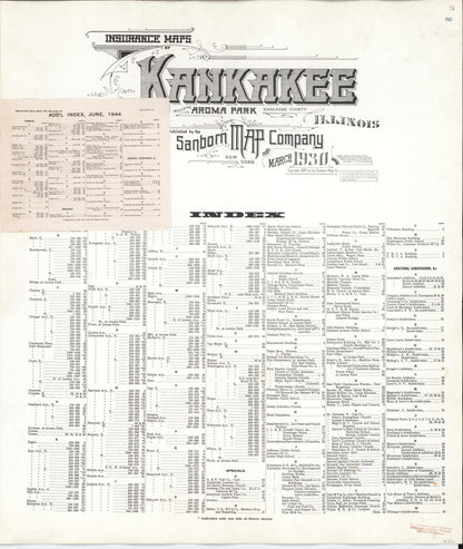 Sanborn Fire Insurance Map from Kankakee, Kankakee County, Illinois (1948), Sheet #0001 - Historic Sanborn Fire Insurance Map Print, vintage old map wall art, antique decor, genealogy gift, Illinois Illinois map