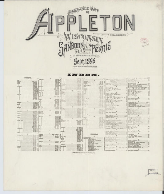 Appleton, Outagamie County, Wisconsin (1895) – Sanborn Fire Insurance Map – Map View