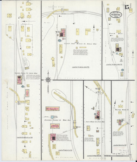 Sanborn Fire Insurance Map from Hibbing, Saint Louis County, Minnesota (1913), Sheet #0015 - Historic Sanborn Fire Insurance Map Print, vintage old map wall art, antique decor, genealogy gift, Minnesota Minnesota map
