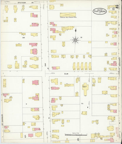 Sanborn Fire Insurance Map from Plattsburg, Clinton County, New York (1909), Sheet #0001 - Complete Map Set gallery image, historic Sanborn map, vintage wall art, New York New York