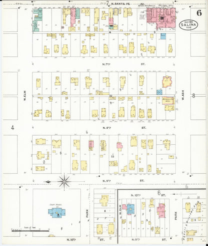 Sanborn Fire Insurance Map from Salina, Saline County, Kansas (1905), Sheet #0006 - Complete Map Set gallery image, historic Sanborn map, vintage wall art, Kansas Kansas