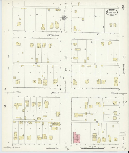 Sanborn Fire Insurance Map from Purcell, McClain County, Oklahoma (1914), Sheet #0005 - Historic Sanborn Fire Insurance Map Print, vintage old map wall art, antique decor, genealogy gift, Oklahoma Oklahoma map
