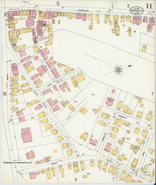 Sanborn Fire Insurance Map from Norwich, New London County, Connecticut (1903), Sheet #0011 - Historic Sanborn Fire Insurance Map Print, vintage old map wall art, antique decor, genealogy gift, Connecticut Connecticut map