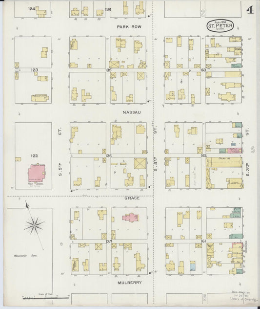 Sanborn Fire Insurance Map from Saint Peter, Nicollet County, Minnesota (1894), Sheet #0004 - Historic Sanborn Fire Insurance Map Print, vintage old map wall art, antique decor, genealogy gift, Minnesota Minnesota map