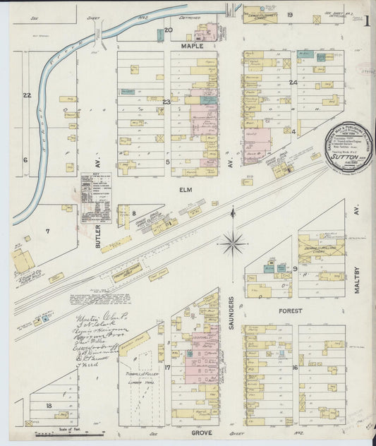 Sanborn Fire Insurance Map from Sutton, Clay County, Nebraska (1889), Sheet #0001 - Historic Sanborn Fire Insurance Map Print, vintage old map wall art, antique decor, genealogy gift, Nebraska Nebraska map