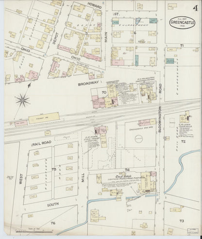 Sanborn Fire Insurance Map from Greencastle, Putnam County, Indiana (1887), Sheet #0004 - Complete Map Set gallery image, historic Sanborn map, vintage wall art, Indiana Indiana