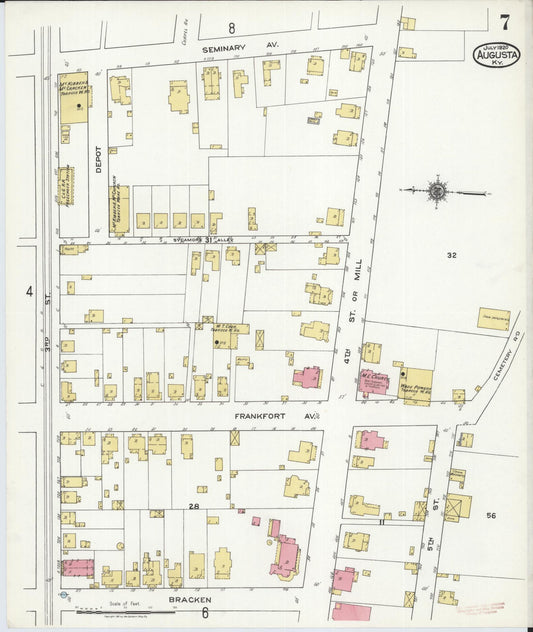 Sanborn Fire Insurance Map from Augusta, Bracken County, Kentucky (1920), Sheet #0007 - Historic Sanborn Fire Insurance Map Print, vintage old map wall art, antique decor, genealogy gift, Kentucky Kentucky map