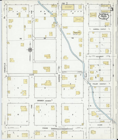 Sanborn Fire Insurance Map from Paris, Logan County, Arkansas (1918), Sheet #0003 - Complete Map Set gallery image, historic Sanborn map, vintage wall art, Arkansas Arkansas