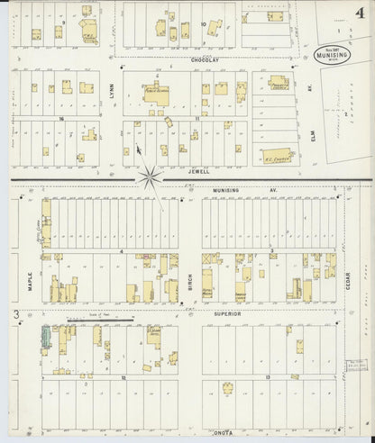 Sanborn Fire Insurance Map from Munising, Alger County, Michigan (1897), Sheet #0004 - Historic Sanborn Fire Insurance Map Print, vintage old map wall art, antique decor, genealogy gift, Michigan Michigan map