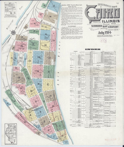 Sanborn Fire Insurance Map from Cairo, Alexander County, Illinois (1914), Sheet #0001 - Complete Map Set gallery image, historic Sanborn map, vintage wall art, Illinois Illinois