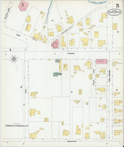 Sanborn Fire Insurance Map from Fayetteville, Cumberland County, North Carolina (1901), Sheet #0005 - Complete Map Set gallery image, historic Sanborn map, vintage wall art, North Carolina North Carolina