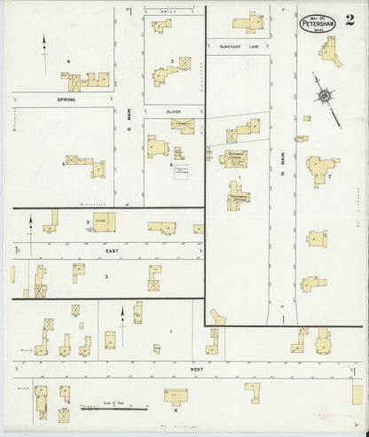 Sanborn Fire Insurance Map from Petersham, Worcester County, Massachusetts (1912), Sheet #0002 - Historic Sanborn Fire Insurance Map Print, vintage old map wall art, antique decor, genealogy gift, Massachusetts Massachusetts map