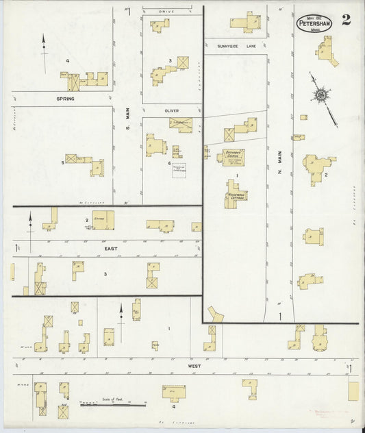 Sanborn Fire Insurance Map from Petersham, Worcester County, Massachusetts (1912), Sheet #0002 - Historic Sanborn Fire Insurance Map Print, vintage old map wall art, antique decor, genealogy gift, Massachusetts Massachusetts map
