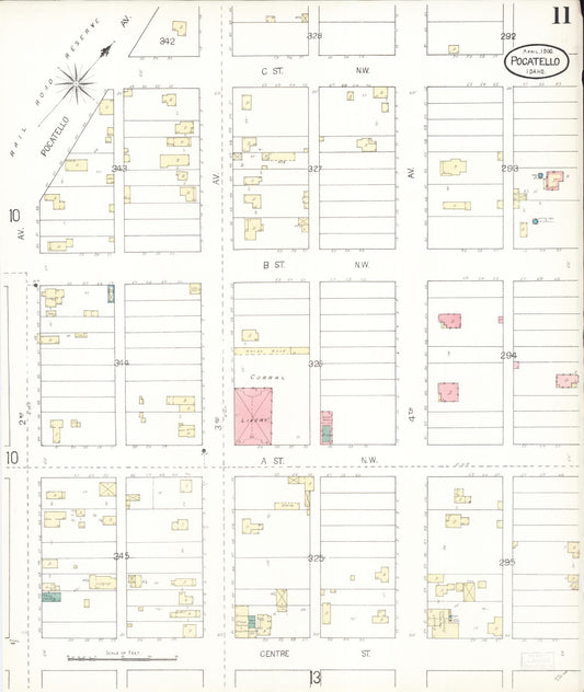 Sanborn Fire Insurance Map from Pocatello, Bannock County, Idaho (1900), Sheet #0011 - Historic Sanborn Fire Insurance Map Print, vintage old map wall art, antique decor, genealogy gift, Idaho Idaho map