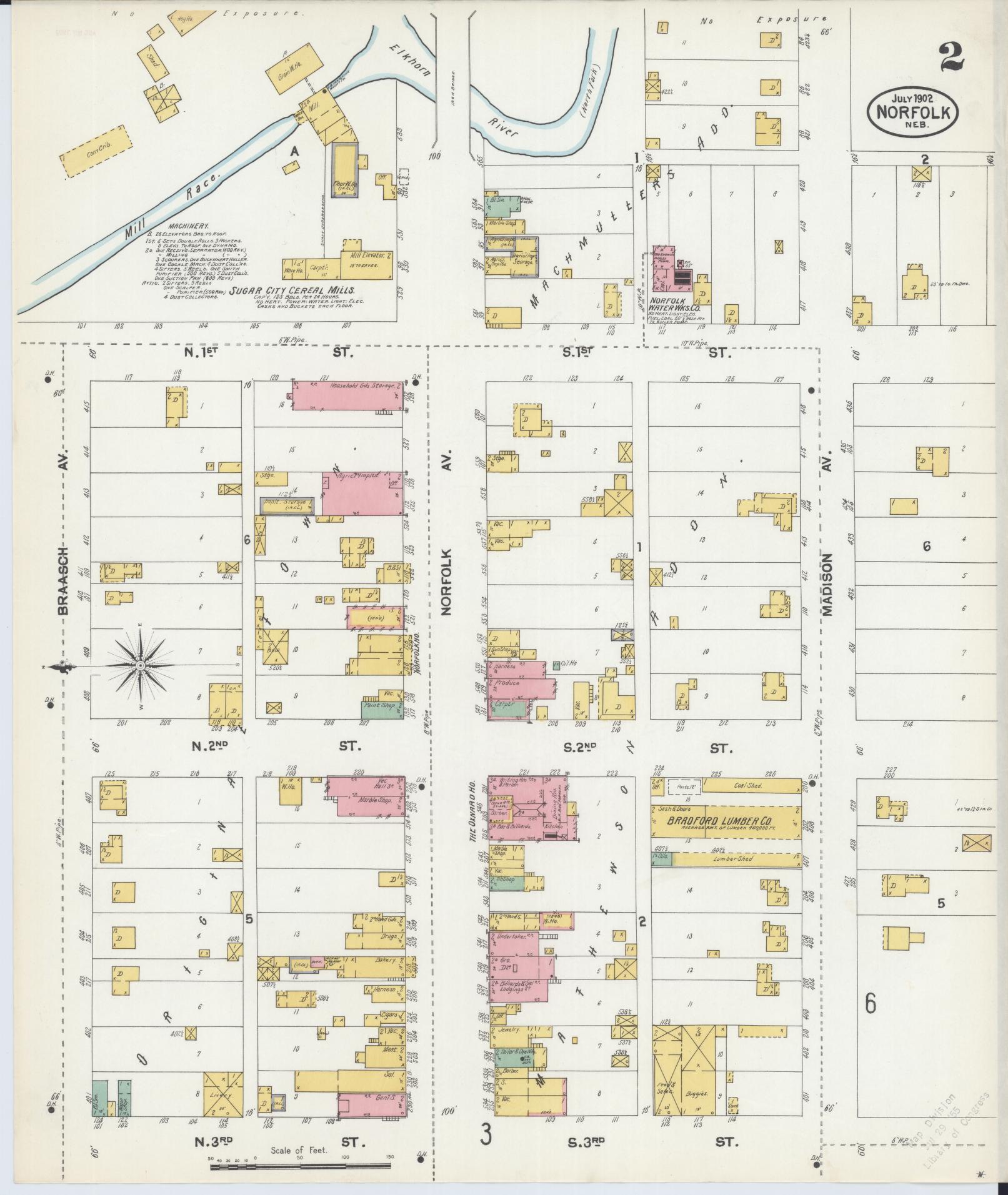 Sanborn Fire Insurance Map from Norfolk, Madison County, Nebraska (1902), Sheet #0002 - Historic Sanborn Fire Insurance Map Print, vintage old map wall art, antique decor, genealogy gift, Nebraska Nebraska map