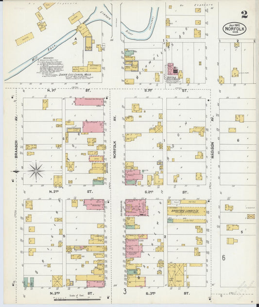 Sanborn Fire Insurance Map from Norfolk, Madison County, Nebraska (1902), Sheet #0002 - Historic Sanborn Fire Insurance Map Print, vintage old map wall art, antique decor, genealogy gift, Nebraska Nebraska map