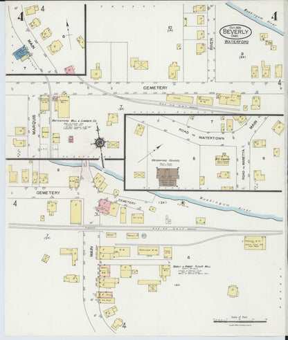 Sanborn Fire Insurance Map from Beverly, Washington County, Ohio (1924), Sheet #0004 - Historic Sanborn Fire Insurance Map Print, vintage old map wall art, antique decor, genealogy gift, Ohio Ohio map