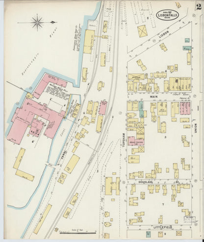 Sanborn Fire Insurance Map from Lisbon Falls, Androscoggin County, Maine (1897), Sheet #0002 - Complete Map Set gallery image, historic Sanborn map, vintage wall art, Maine Maine