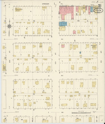 Sanborn Fire Insurance Map from Yukon, Canadian County, Oklahoma (1913), Sheet #0002 - Complete Map Set gallery image, historic Sanborn map, vintage wall art, Oklahoma Oklahoma