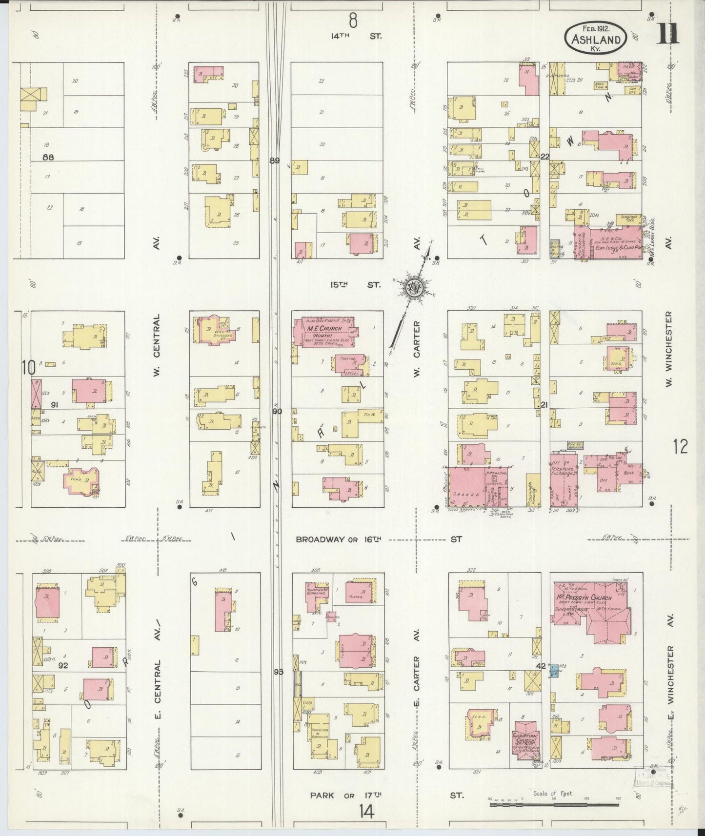 Sanborn Fire Insurance Map from Ashland, Boyd County, Kentucky (1912), Sheet #0011 - Complete Map Set gallery image, historic Sanborn map, vintage wall art, Kentucky Kentucky