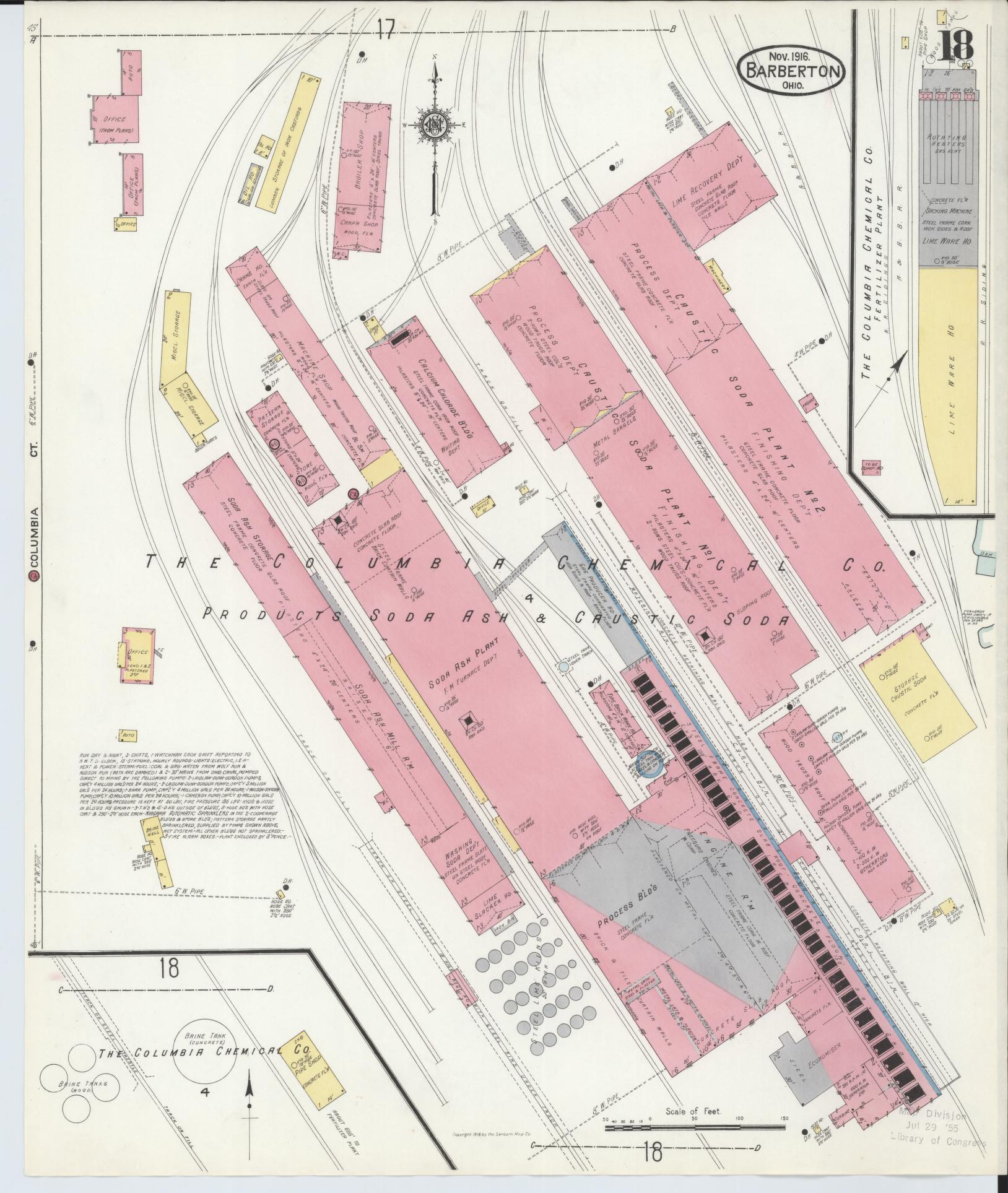 Sanborn Fire Insurance Map from Barberton, Summit County, Ohio (1916), Sheet #0018 - Historic Sanborn Fire Insurance Map Print, vintage old map wall art, antique decor, genealogy gift, Ohio Ohio map