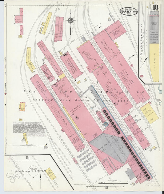 Sanborn Fire Insurance Map from Barberton, Summit County, Ohio (1916), Sheet #0018 - Historic Sanborn Fire Insurance Map Print, vintage old map wall art, antique decor, genealogy gift, Ohio Ohio map