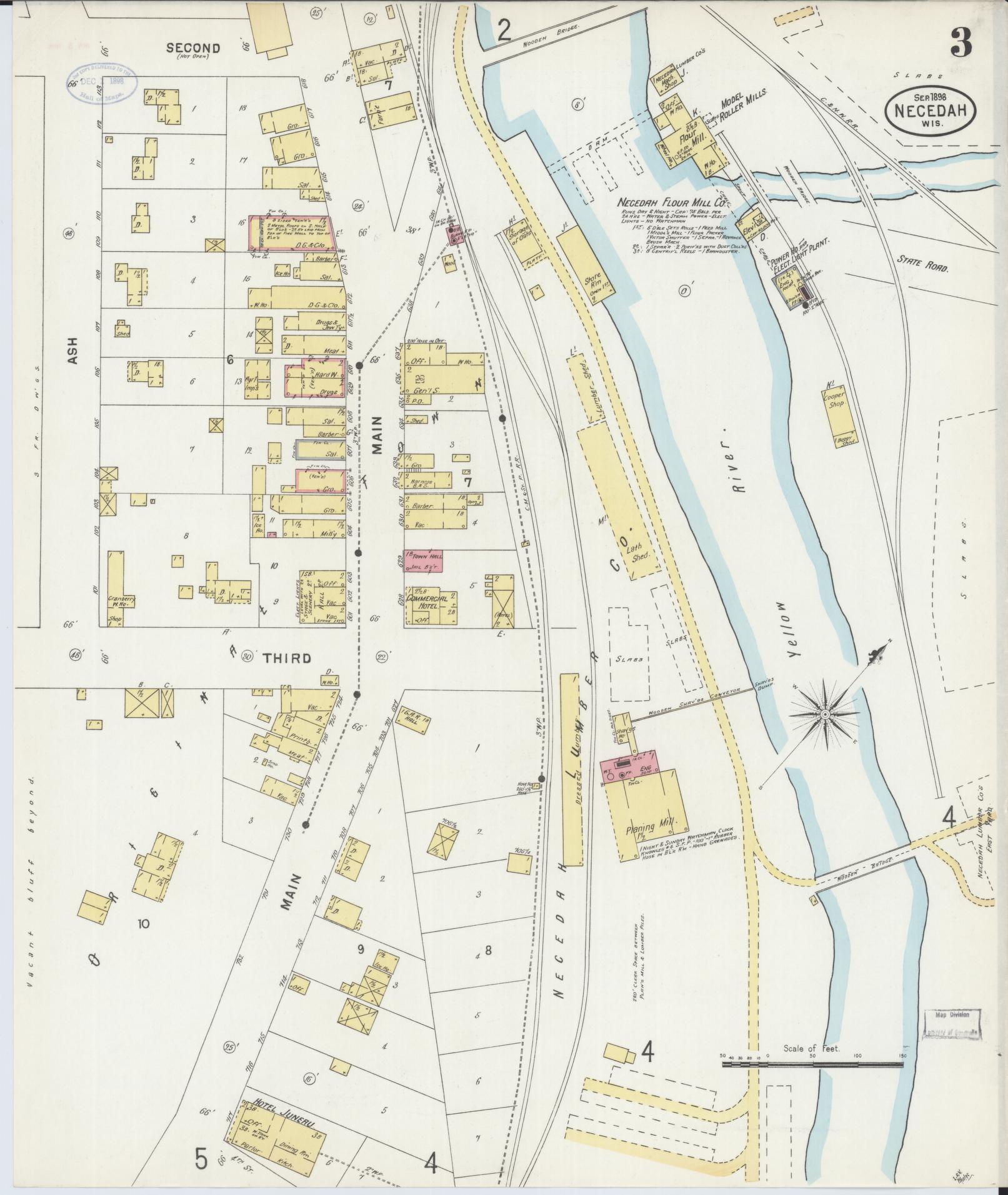 Sanborn Fire Insurance Map from Necedah, Juneau County, Wisconsin (1898), Sheet #0003 - Complete Map Set gallery image, historic Sanborn map, vintage wall art, Wisconsin Wisconsin