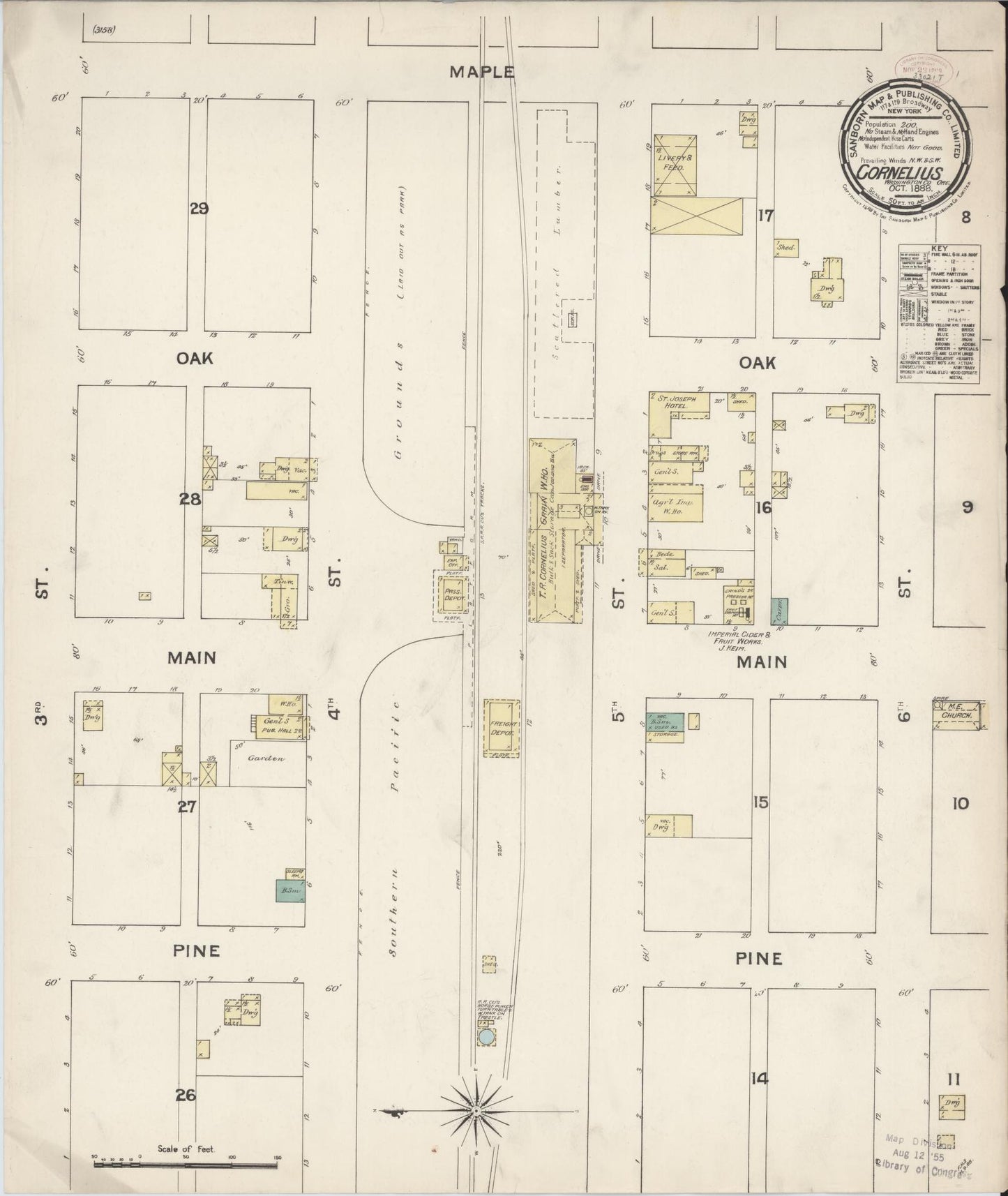 Sanborn Fire Insurance Map from Cornelius, Washington County, Oregon (1888), Sheet #0001 - Historic Sanborn Fire Insurance Map Print, vintage old map wall art, antique decor, genealogy gift, Oregon Oregon map