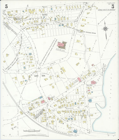 Sanborn Fire Insurance Map from Cleves, Hamilton County, Ohio (1938), Sheet #0005 - Historic Sanborn Fire Insurance Map Print, vintage old map wall art, antique decor, genealogy gift, Ohio Ohio map