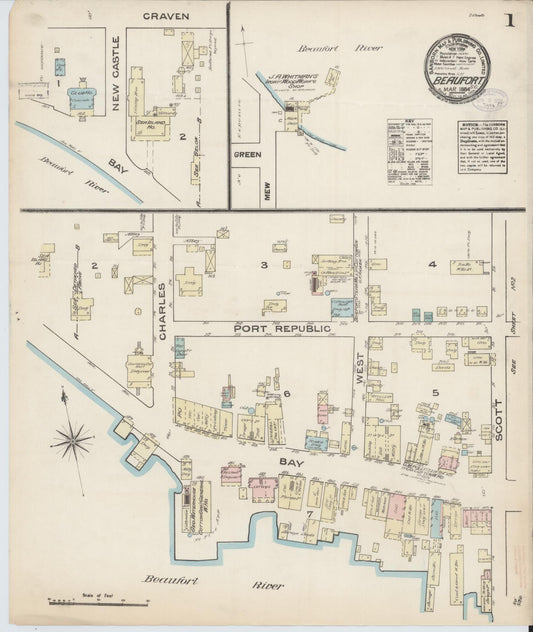 Sanborn Fire Insurance Map from Beaufort, Beaufort County, South Carolina. (1884) – Historic Sanborn Fire Insurance Map Print