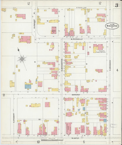 Sanborn Fire Insurance Map from Winchester, Independent Cities, Virginia (1903), Sheet #0003 - Complete Map Set gallery image, historic Sanborn map, vintage wall art, Virginia Virginia