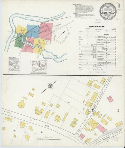 Sanborn Fire Insurance Map from Jewett City, New London County, Connecticut (1917), Sheet #0001 - Complete Map Set gallery image, historic Sanborn map, vintage wall art, Connecticut Connecticut