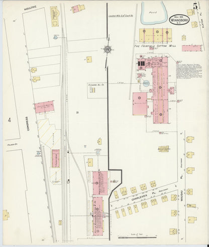 Sanborn Fire Insurance Map from Winnsboro, Fairfield County, South Carolina (1912), Sheet #0005 - Complete Map Set gallery image, historic Sanborn map, vintage wall art, South Carolina South Carolina